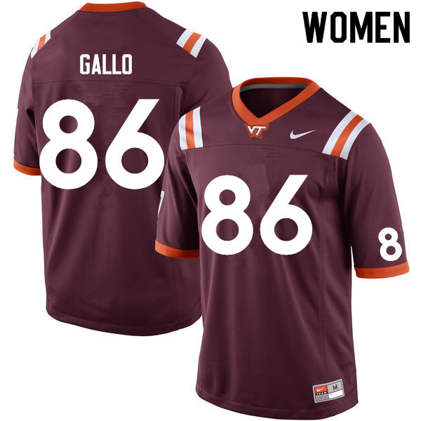 Women #86 Nick Gallo Virginia Tech Hokies College Football Jerseys Sale-Maroon